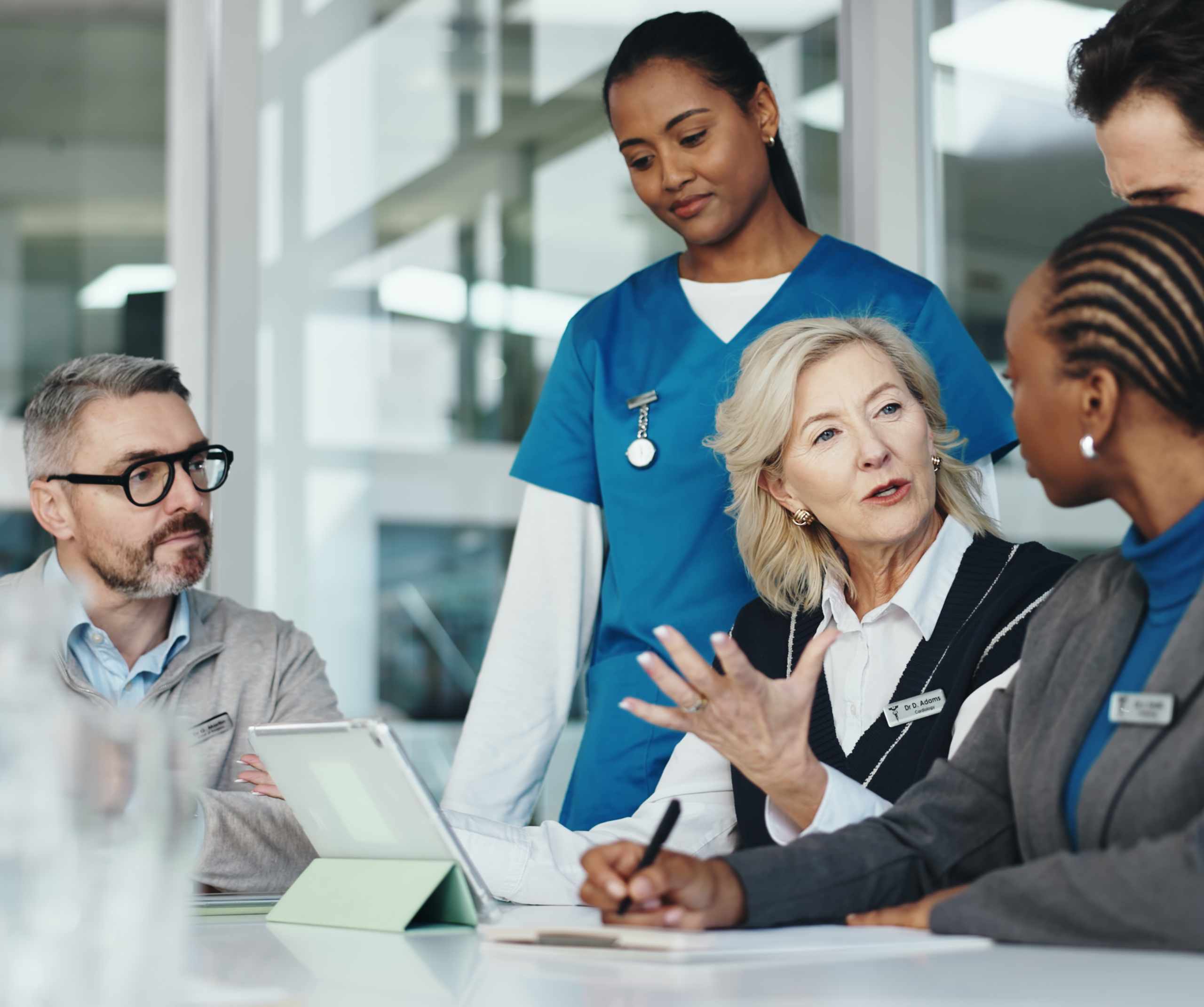 Business meeting with diverse healthcare professionals